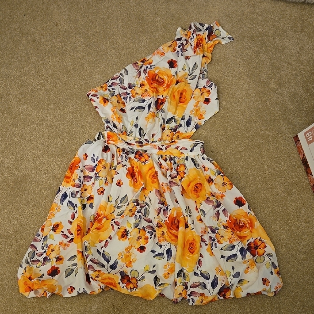 Floral Kids Dress in Orange and White